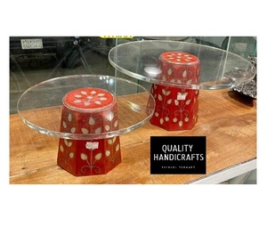 Soporte de pastel de madera con Incrustaciones de nácar hechas a mano al por mayor para cumpleaños y bodas directo de la India - Product Image 1