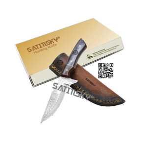 Couteau de chasse Damas 8 pouces avec manche et étui en Micarta vert Acier Damas : 1095+15N20 Acier chirurgical à haute teneur en carbone pour instruments dentaires - Product Image 4