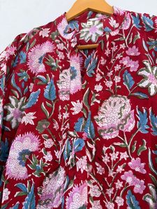 ชุดราตรีพิมพ์ลายบ้านสีชมพูชุดผ้าฝ้ายอินเดียทำมือชุดเดรสยาวคอลลาจสำหรับผู้หญิงเสื้อผ้าฤดูร้อนชายหาดน้ำหนักเบา - Product Image 4