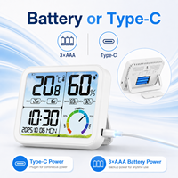 Thermomètre hygromètre numérique avec horloge, grand écran LCD, moniteur de température et d'humidité ambiante avec indicateur de confort pour chambre de bébé, OEM