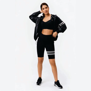Signature Bike Shorts Noir Taille Haute Flexible Respirant 75% Polyester 25% Elasthanne Tissu Éponge Sexy Poche Logo Lavé - Product Image 5
