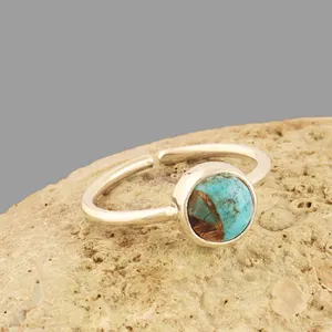 Ispirazione positiva cute mohave sky blue copper turchese anello regolabile in argento sterling 925 gioielli con anello di dichiarazione minimalista