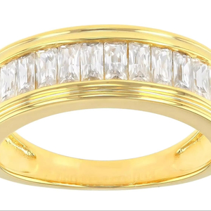 925 plata esterlina Mossanite piedra preciosa 18K banda chapada en oro para hombres anillo de piedras preciosas de compromiso de boda - Product Image 1