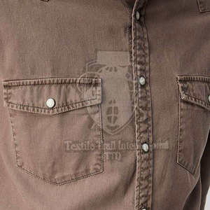 Chemises en jean pour hommes, coupe ajustée, couleur unie, vente en gros, quantité importante, faible MOQ - Product Image 6