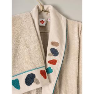 ชุดเสื้อคลุมอาบน้ำผ้าฝ้ายปักลายกล่องสำหรับครอบครัวกาจาสีเบจ-น้ำมันอุปกรณ์ห้องน้ำที่ทันสมัย - Product Image 2