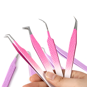 Ensemble de pinces à cils en acier inoxydable colorées, pinces à cils de précision antidérapantes pour une utilisation professionnelle en beauté - Product Image 5