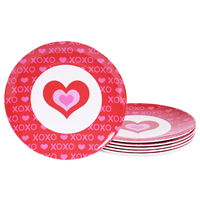 Assiette en mélamine romantique en forme de cœur XOXO, vaisselle de la Saint-Valentin, décoration de table, assiette à salade pour restaurant
