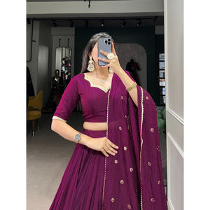 Venta al por mayor de FashionHarbour Pure Chanderi estilo Bollywood Lehenga Choli con Dupatta ropa de verano tradicional para fiestas - Product Image 4
