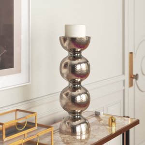 Elegante portavelas de metal plateado con chapado brillante perfecto para decoración de balcón y colección de vajilla de velas de Pilar - Product Image 4