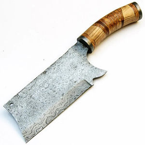 Cuchillo de Chef Burraq DIY OEM Personalizado Hecho a Mano de Acero de Damasco Multifuncional con Patrón de Gota de Lluvia y Funda de Cuero para Uso en la Cocina - Product Image 3