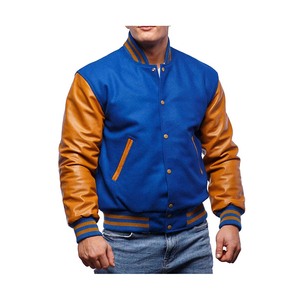 Chaqueta Varsity de Lana Transpirable para Hombre de Alta Calidad con Servicio OEM, Chaqueta Letterman al por Mayor con Cuello Mandarín de Cuero - Product Image 4