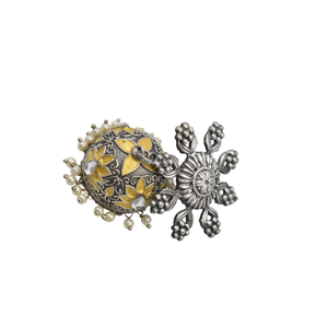 À la mode Nouveau Design À La Mode Jhumka Boucle D'oreille En Laiton Matériel Argent Se Ressemble Dualtone Bijoux pour Femmes et Filles - Product Image 3