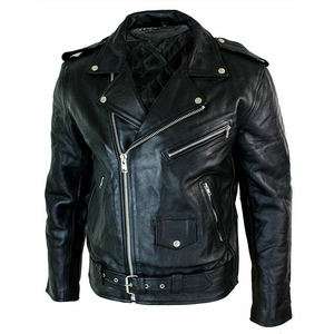 Veste en cuir de moto pour homme, respirante, personnalisée, brodée, neuve, en cuir de buffle véritable, style noir, motard, qualité supérieure - Product Image 2