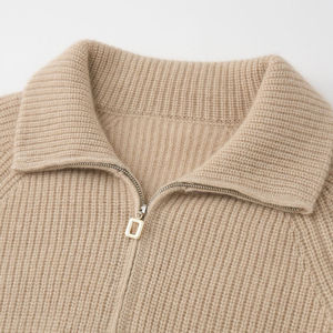 Women <b>Sweater</b> Cardigan 100%Pure Cashmere Winter Breathable Women <b>Vintage</b> Warm Turn Down Collar Zipper Knit <b>Sweater</b> - Product Image 4