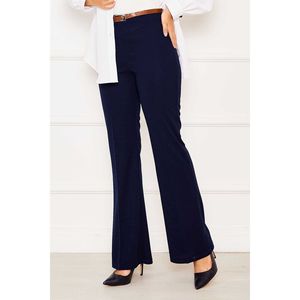 Navy Blue Spanish-Style Wide-Leg Pants with High-<b>Waisted</b> <b>Elastic</b> Waistband Breathable and Wrinkled Design - Product Image 2