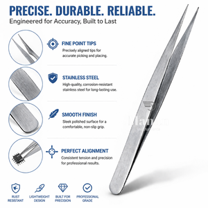 Pince à épiler à pointe ultra fine 0,15 mm, précision en acier inoxydable, pince droite professionnelle pour l'extension des cils - Product Image 2