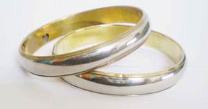 Trendy High Quality Handcrafted Smooth Polished Copper <b>Bangle</b> For Women Elegant Two Tone Silver <b>Gold</b> Plated Indian Bridal - Product Image 3