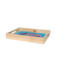 100% Natural Acacia Wood Serving <b>Tray</b> with Printed Base Designer Look Party Ware <b>Drink</b> Ware Serving <b>Tray</b> Most Selling - Product Image 1