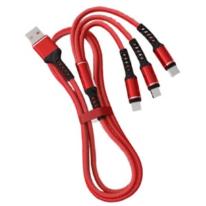 New vải 5A 4ft nhanh phí nylon bện <span class=keywords><strong>USB</strong></span> <span class=keywords><strong>C</strong></span> <span class=keywords><strong>C</strong></span>áp dữ liệu đầy đủ đồng 3 trong 1 đa-sạ<span class=keywords><strong>c</strong></span> cho iPhones Androids máy in vv - Product Image 2