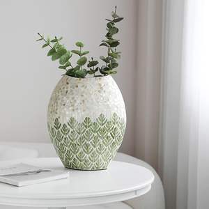 Centros de mesa de boda hechos a mano madre de perlas conjunto de jarrones de mosaico blanco para decoración de eventos - Product Image 4