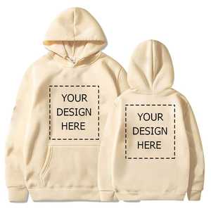 Sudadera con capucha de cuello redondo 100% algodón para hombre, diseño OEM personalizado, bordado sólido, forro polar transpirable, bolsillo, corte holgado, otoño - Product Image 4