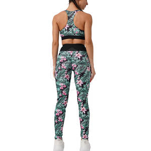 Conjunto de entrenamiento de 2 piezas de talla grande para mujer para Sujetador deportivo y pantalones de Yoga de cintura alta con cintura elástica transpirable de secado rápido - Product Image 4
