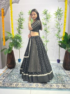 Treditionals Designer Ladies Heavy Georgette en relieve Saree New Trending Foilpaper bordado Lehenga Choli Wedding Parties - Product Image 6