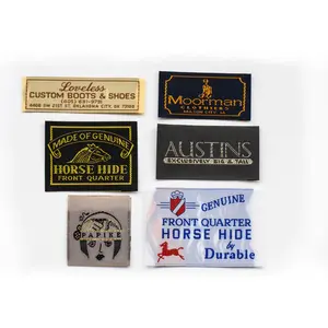 Vêtement thermocollant avec logo personnalisé vêtements thermoscellés étiquette de cou tissée tissu brodé étiquettes à repasser sur col pour vêtements chapeau - Product Image 1