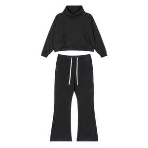 Haute qualité 100% coton français éponge surdimensionné lavé logo personnalisé hommes pantalons de survêtement lourds Boxy recadrée à capuche survêtements ensembles - Product Image 5