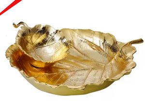 Offre Spéciale 2024 Gold Leaf Chip & Dip Serving 6 Bowl Bol fait à la main avec décor de feuilles en laiton - Product Image 3