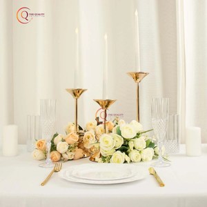 โถเทียนที่ไม่ซ้ำกันมาล่าสุดที่ใส่เทียนทำด้วยมือสีทองเคลือบเงาอุปกรณ์กลางโต๊ะงานแต่งงาน - Product Image 6