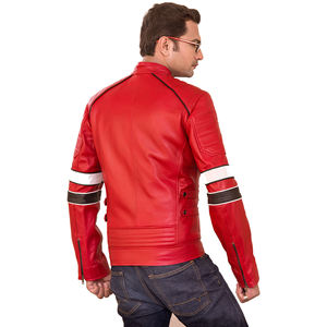 เสื้อแจ็คเก็ตบอมเบอร์หนังแกะแท้สำหรับผู้ชาย สไตล์ไฮสตรีท กันน้ำ เป็นมิตรกับสิ่งแวดล้อม ระบายอากาศได้ดี แห้งเร็ว ทรงเข้ารูป คอตั้ง - Product Image 2