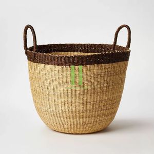 Best Selling Handwoven Natural Seagrass Rectangle <b>Large</b> <b>Storage</b> <b>Basket</b> Folding 6-10L Capacity OEM Designs Customize Bohemian - Product Image 1