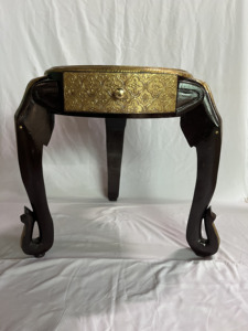 Handcrafted Rajasthani Brass Inlay Elephant Shape Best Quality Single Draw End Table Nighstand For Home Hotel - Product Image 4