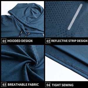 Polyester Quick Dry <b>Long</b> <b>Sleeve</b> Longline <b>Gym</b> T Shirt With Hood Sublimation Fitness Training Running Hoodies Hooded T Shirts - Product Image 5