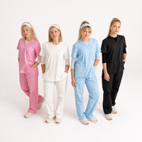 Nouveaux ensembles médicaux pour femmes, hauts à manches courtes et col en V extensibles, pantalons, pour cliniques dentaires, hôpitaux, médecins, tissu tissé, marque Yuhong