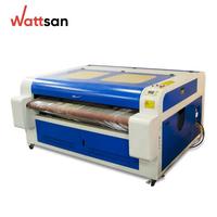 Machine de découpe laser CO2 à convoyeur Wattsan 1610 Duos, double tête, 1600*1000mm, cuir, textile, acrylique, fourrure, production à grande vitesse
