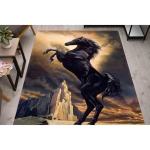 Tapis Black Stallion : Tapis à motif animal, Décoration de bureau, Tapis fin non tissé - Product Image 4