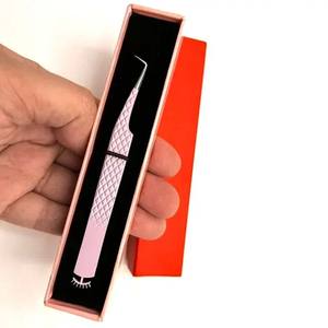 Pinzas de extensión de pestañas de acero inoxidable de Venta caliente Mango de estilo de diseño de pestañas hermoso con tipo de punta de fibra de volumen - Product Image 3