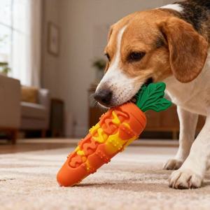 Jouet sonore écologique et indestructible pour chien, en silicone, en forme de carotte, pour l'auto-entretenement et la lutte contre l'ennui - Product Image 2