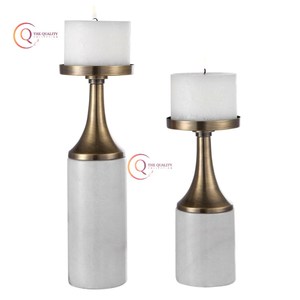 Ensemble de bougeoirs élégants en marbre et en métal Pièce maîtresse unique de mariage de Pâques pour hôtels et restaurants - Product Image 1