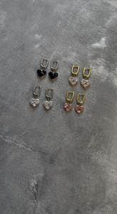 Coquette Crystal Heart <b>Hoop</b> Earrings 925 <b>Sterling</b> <b>Silver</b> 14K Gold Plated Cute Dangle Earrings Dainty Jewelry Gift - Product Image 3