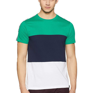Camiseta de Hombre con Bloques de Color, Manga Corta, Cuello en V, Sin Tejido, Casual, Corte Regular, Ribete en Contraste, Diseño Sólido, Transpirable, de Secado Rápido - Product Image 1