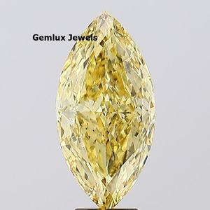 Diamant de laboratoire de 6,5 carats, taille marquise, jaune vif fantaisie, certifié IGI, diamant de laboratoire en vrac pour bague - Product Image 1