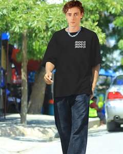 Nouveaux t-shirts oversize en coton tricoté personnalisés à la mode pour l'été, t-shirts graphiques personnalisés en coton tricoté 220 g/m² pour hommes - Product Image 5