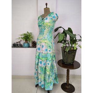 Women's Elegant Boho Style Summer Beach <b>Dress</b> Floral Cottage Print <b>Elastic</b> Waist Free Size XL Included Digital for Leisure - Product Image 3