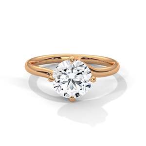 Bague de fiançailles solitaire ronde en diamant, or blanc, jaune et rose 10K, 14K, 18K - Product Image 2