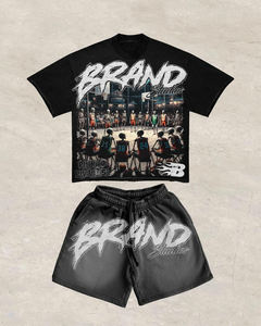 Camiseta de sublimación de algodón de alta calidad de diseño personalizado y conjunto corto con diamantes de imitación para hombres y mujeres imprime tu propio diseño - Product Image 4