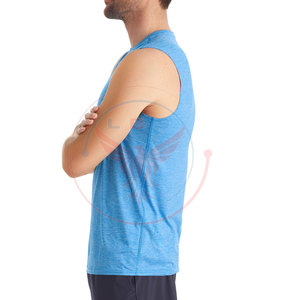 T-shirts sans manches pour hommes, nouvelle conception, usage extérieur, polyester/coton, respirant, séchage rapide, écologique, vente en gros - Product Image 3