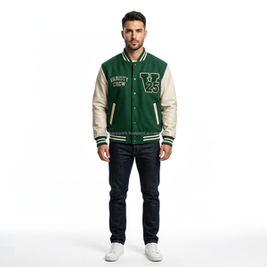 Custom Wool <b>Varsity</b> <b>Jacket</b> with Genuine Cow Leather Sleeves Premium Embroidered College Letterman Coat - Product Image 1